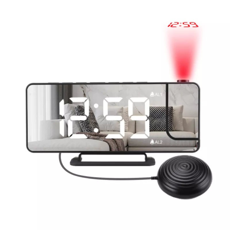 Orologio vibrante con display a specchio a LED con proiettore